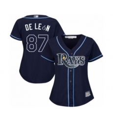 Women's Tampa Bay Rays #87 Jose De Leon Authentic Navy Blue Alternate Cool Base Baseball Player Jersey