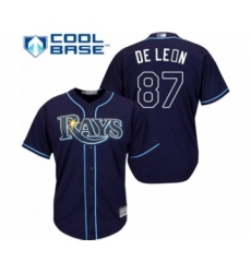 Youth Tampa Bay Rays #87 Jose De Leon Authentic Navy Blue Alternate Cool Base Baseball Player Jersey