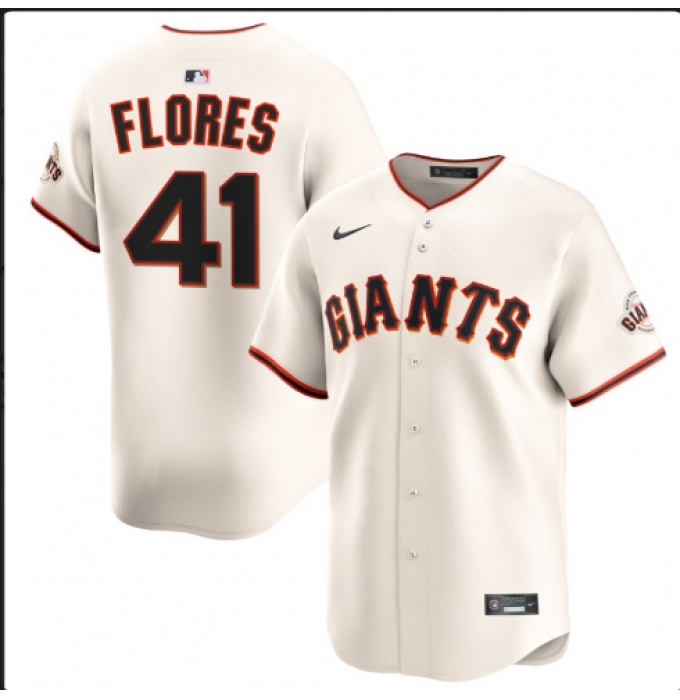 Men's San Francisco Giants #41 Wilmer Flores Nike Cream Home Replica Jersey