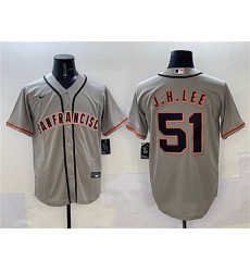 Men's San Francisco Giants #51 Jung Hoo Lee Gray Cool Base Stitched Baseball Jersey