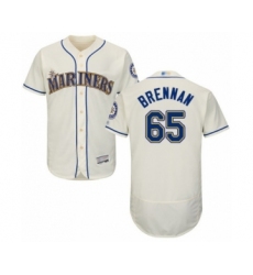 Men's Seattle Mariners #65 Brandon Brennan Cream Alternate Flex Base Authentic Collection Baseball Player Jersey