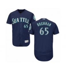 Men's Seattle Mariners #65 Brandon Brennan Navy Blue Alternate Flex Base Authentic Collection Baseball Player Jersey