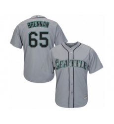 Youth Seattle Mariners #65 Brandon Brennan Authentic Grey Road Cool Base Baseball Player Jersey