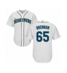 Youth Seattle Mariners #65 Brandon Brennan Authentic White Home Cool Base Baseball Player Jersey