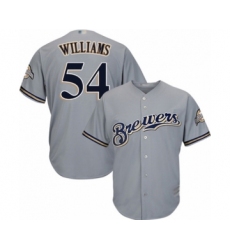 Youth Milwaukee Brewers #54 Taylor Williams Authentic Grey Road Cool Base Baseball Player Jersey