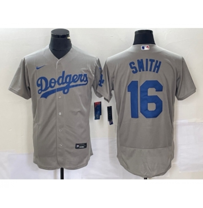Men's Nike Los Angeles Dodgers #16 Will Smith Grey Stitched Flex Base Jersey