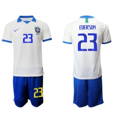 Brazil #23 Ederson White Soccer Country Jersey