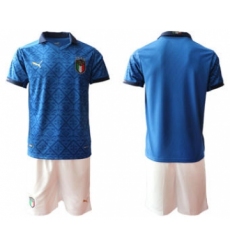 Men's Italy Custom Euro 2021 Soccer Home Jersey and Shorts