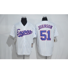 Mitchell And Ness Montreal Expos #51 Randy Johnson White Strip Throwback Stitched Baseball Jersey
