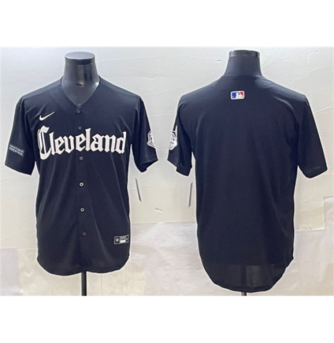Men's Cleveland Guardians Blank Black Gothic Vapor Premier Limited Stitched Baseball Jersey
