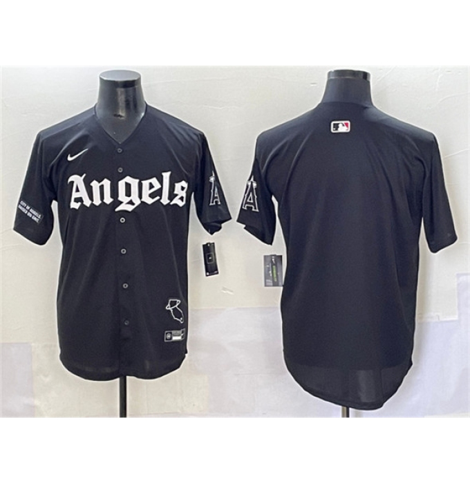 Men's Los Angeles Angels Blank Black 'Gothic Halo Edition' Vapor Limited Stitched Baseball Jersey