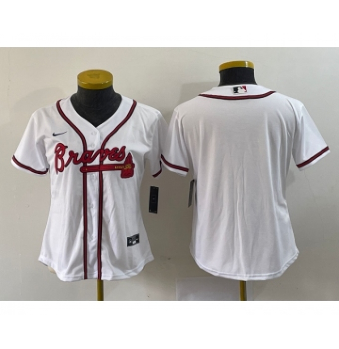 Women's Atlanta Braves Blank White Stitched MLB Cool Base Nike Jersey