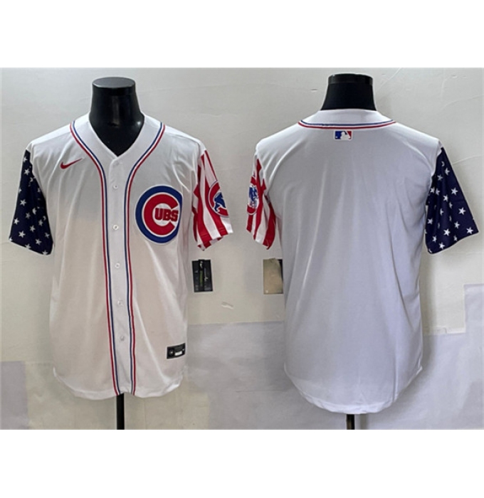Men's Chicago Cubs Blank White 2025 Independence Day Vapor Premier Limited Stitched Baseball Jersey