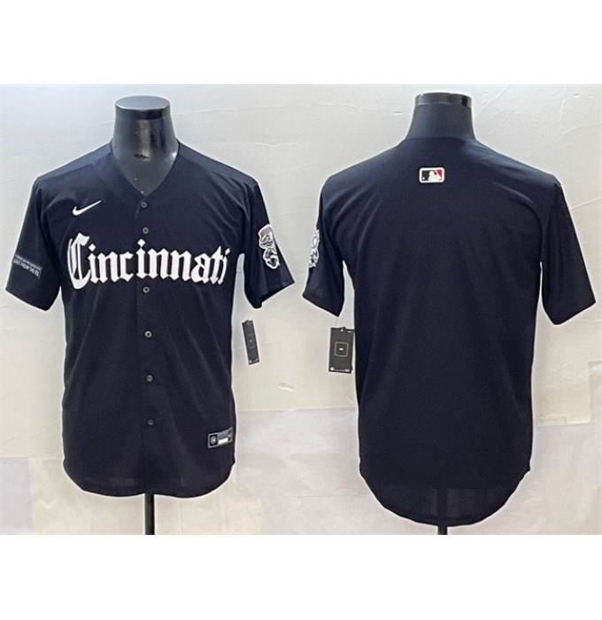 Men's Cincinnati Reds Blank Black 'Gothic Queen City Edition' Vapor Premier Limited Stitched Baseball Jersey