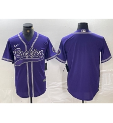 Men's Colorado Rockies Blank Purple With Cool Base Stitched Baseball Jersey