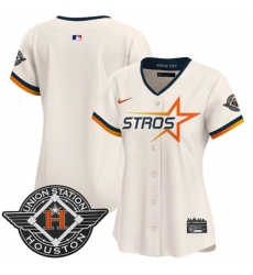 Women's Houston Astros Blank Cream 2025 City Connect Limited Stitched Baseball Jersey(Run Small)
