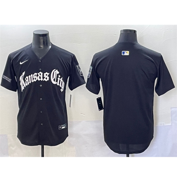 Men's Kansas City Royals Blank Black 'Gothic Crown Edition' Vapor Premier Limited Stitched Baseball Jersey