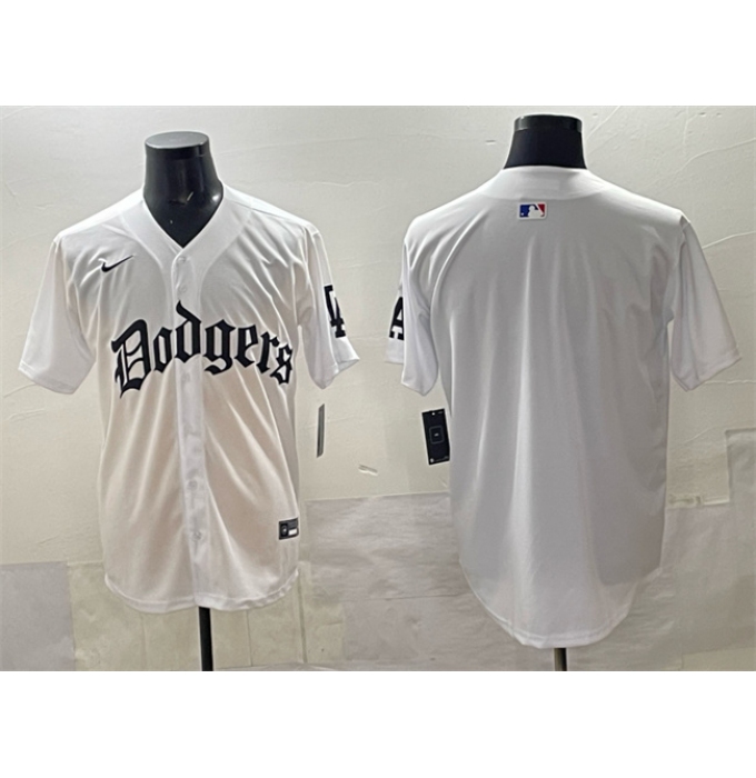 Men's Los Angeles Dodgers Blank White 2025 LA Gothic Style Vapor Premier Limited Stitched Baseball Jersey