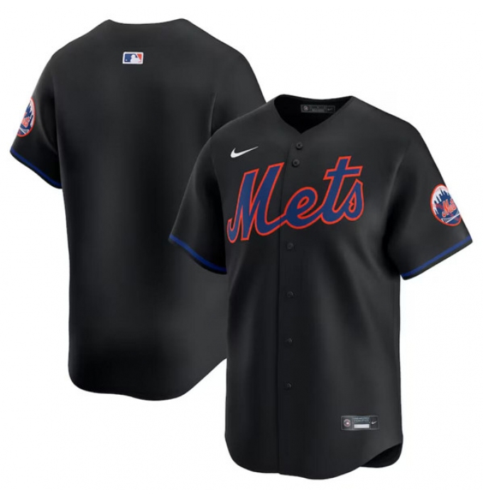 Men's New York Mets Blank 2024 Black Alternate Limited Stitched Baseball Jersey