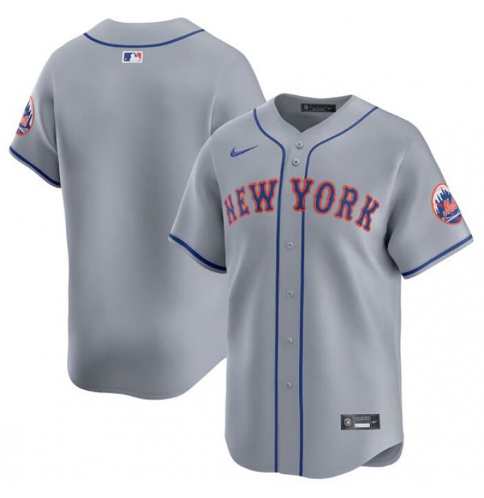 Men's New York Mets Blank 2024 Gray Away Limited Stitched Baseball Jersey