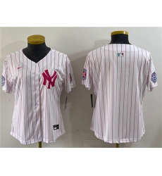 Youth New York Yankees Blank White Pink Pinstripe Limited Stitched Baseball Jersey