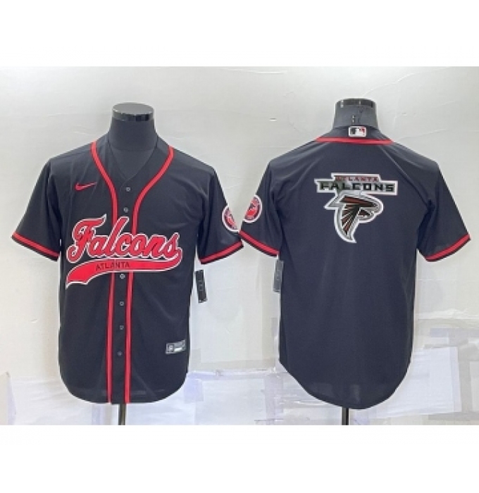 Men's Atlanta Falcons Black Team Big Logo With Patch Cool Base Stitched Baseball Jersey