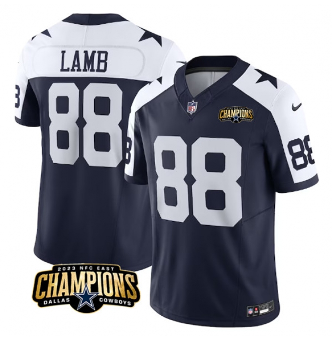 Men's Dallas Cowboys #88 CeeDee Lamb Navy White 2023 F.U.S.E. NFC East Champions Football Stitched Jersey