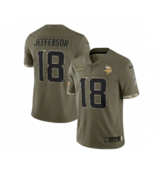 Men's Minnesota Vikings #18 Justin Jefferson 2022 Olive Salute To Service Limited Stitched Jersey Men's Minnesota Vikings #18 Justin Jefferson 2022 Olive Salute To Service Limited Stitched Jersey