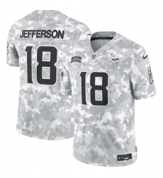 Men's Minnesota Vikings #18 Justin Jefferson 2024 Arctic Camo Salute To Service Limited Stitched Football Jersey Men's Minnesota Vikings #18 Justin Jefferson 2024 Arctic Camo Salute To Service Limited Stitched Football Jersey