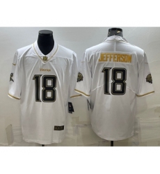 Men's Minnesota Vikings #18 Justin Jefferson White Golden Edition Limited Stitched Jersey