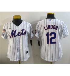 Women's New York Mets #12 Francisco Lindor White 2025 Spring Training Cool Base Stitched Baseball Jersey(Run Small)