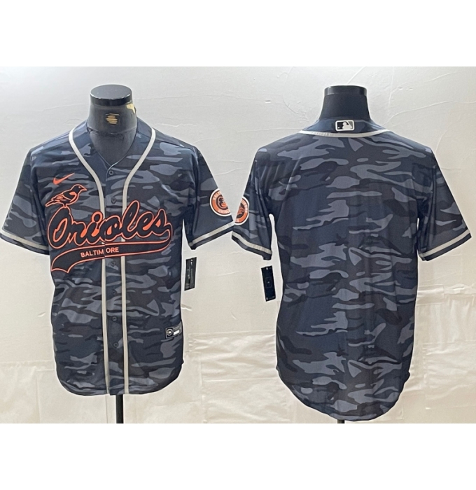 Men's Baltimore Orioles Blank Gray Camo Cool Base Stitched Jersey