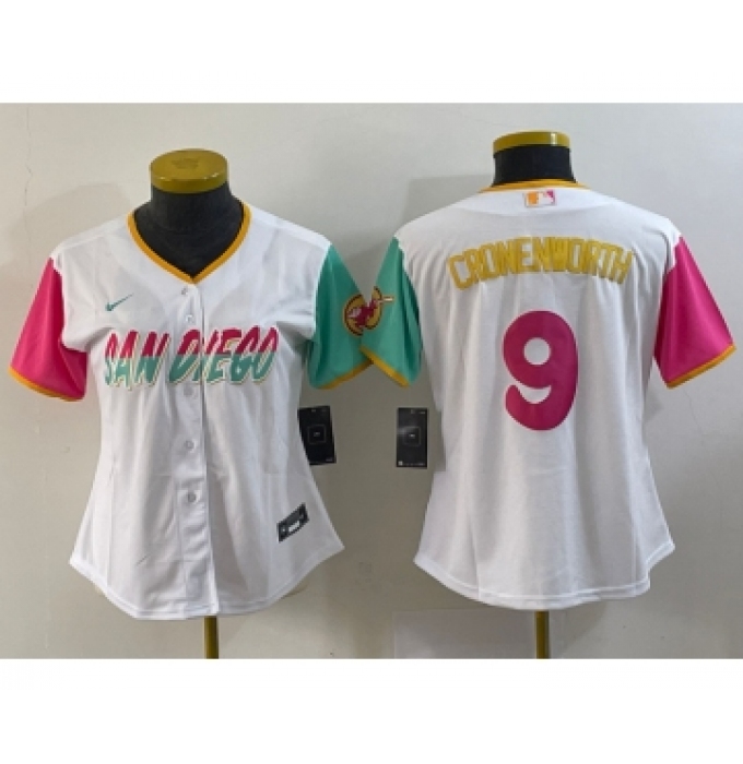 Women's San Diego Padres #9 Jake Cronenworth White 2022 City Connect Cool Base Stitched Jersey
