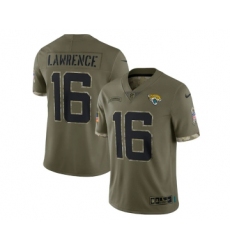 Men's Jacksonville Jaguars #16 Trevor Lawrence Olive 2022 Salute To Service Limited Stitched Jersey