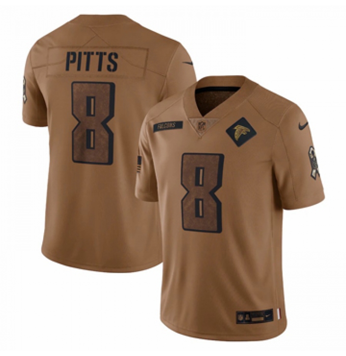 Men's Atlanta Falcons #8 Kyle Pitts Nike Brown 2023 Salute To Service Limited Jersey