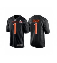 Men's Cincinnati Bengals #1 Ja'Marr Chase 2022 Black Super Bowl LVI Game Stitched Jersey
