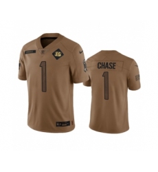 Men's Nike Cincinnati Bengals #1 Ja'Marr Chase 2023 Brown Salute To Service Limited Football Stitched Jersey