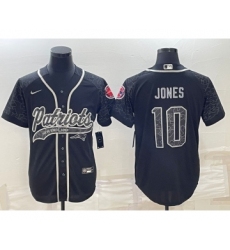 Men's New England Patriots #10 Mac Jones Black Reflective With Patch Cool Base Stitched Baseball Jersey Men's New England Patriots #10 Mac Jones Black Reflective With Patch Cool Base Stitched Baseball Jersey