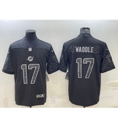 Men's Miami Dolphins #17 Jaylen Waddle Black Reflective Limited Stitched Football Jersey