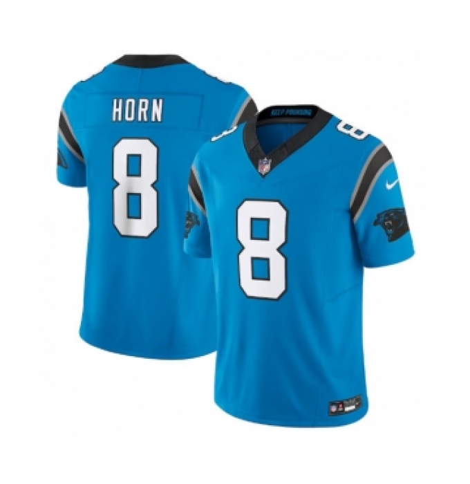 Men's Nike Carolina Panthers #8 Jaycee Horn Blue 2023 F.U.S.E. Vapor Untouchable Stitched Football Jersey