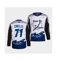 Men's Tampa Bay Lightning #71 Anthony Cirelli White 2022 Reverse Retro Stitched Jersey