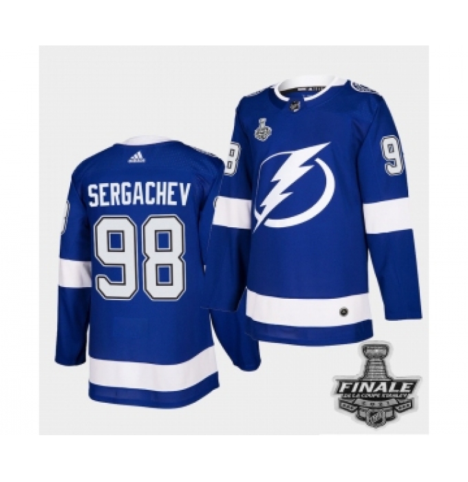 Men's Adidas Lightning #98 Mikhail Sergachev Blue Home Authentic 2021 Stanley Cup Jersey