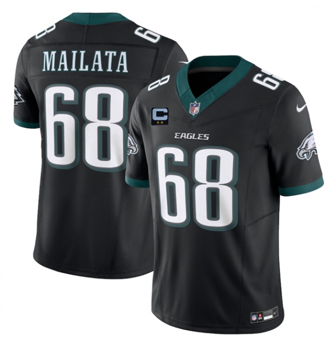 Men's Philadelphia Eagles #68 Jordan Mailata Black 2025 F.U.S.E. With 2-Star C Vapor Untouchable Limited Throwback Stitched Football Jersey