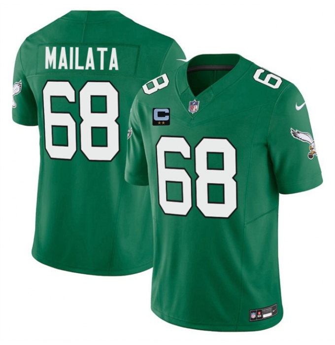 Men's Philadelphia Eagles #68 Jordan Mailata Kelly Green 2025 F.U.S.E. With 2-Star C Vapor Untouchable Limited Throwback Stitched Football Jersey