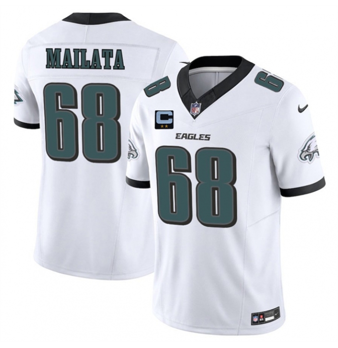 Men's Philadelphia Eagles #68 Jordan Mailata White 2025 F.U.S.E. With 2-Star C Vapor Untouchable Limited Stitched Football Jersey