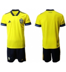 Men's Sweden Custom Euro 2021 Soccer Jersey and Shorts