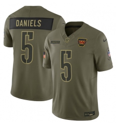Men's Washington Commanders #5 Jayden Daniels Olive 2025 Salute to Service Limited Football Stitched Jersey