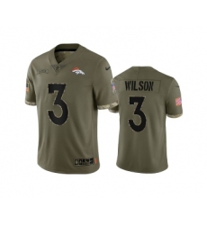 Men's Denver Broncos #3 Russell Wilson 2022 Olive Salute To Service Limited Stitched Jersey