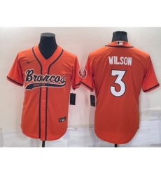 Men's Denver Broncos #3 Russell Wilson Orange Stitched Cool Base Nike Baseball Jersey