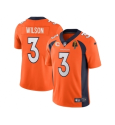 Men's Denver Broncos #3 Russell Wilson Orange With C Patch & Walter Payton Patch Vapor Untouchable Limited Stitched Jersey